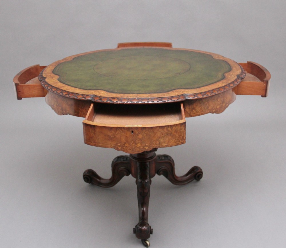19th Century walnut drum table View VI