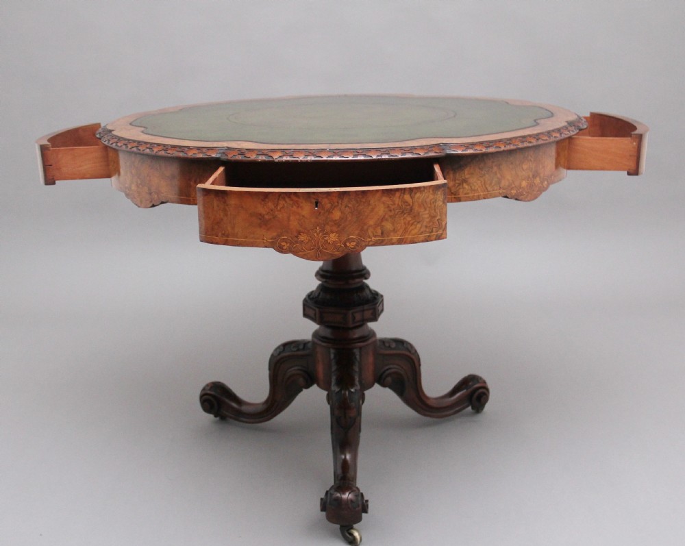 19th Century walnut drum table View VII