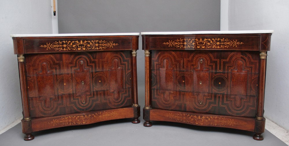Pair of early 19th Century Spanish marble top commodes