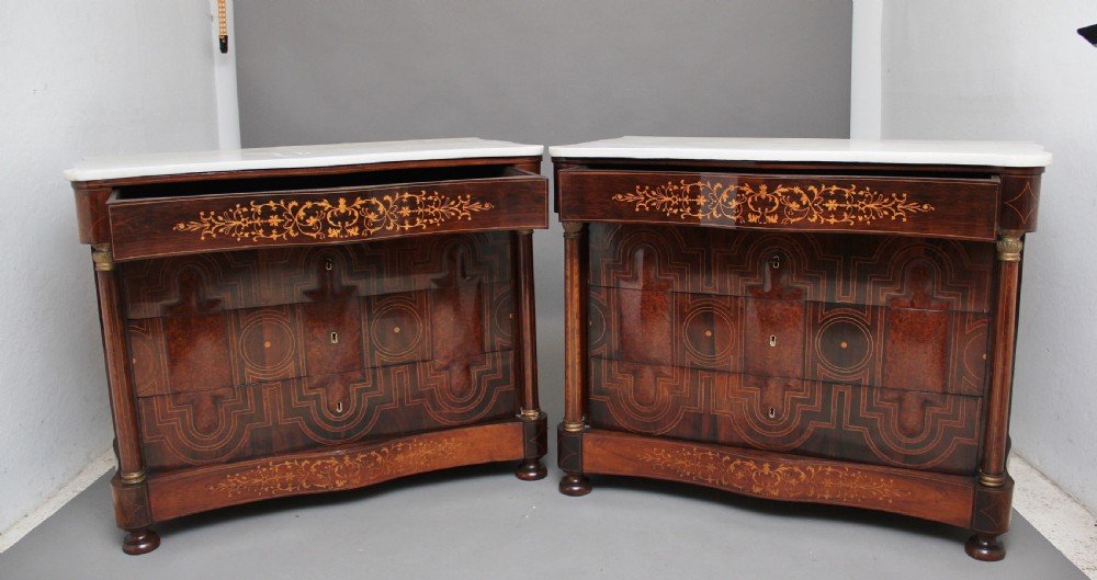 Pair of early 19th Century Spanish marble top commodes View II