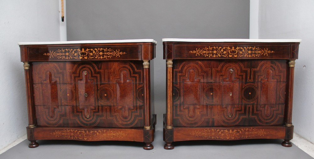 Pair of early 19th Century Spanish marble top commodes View IV