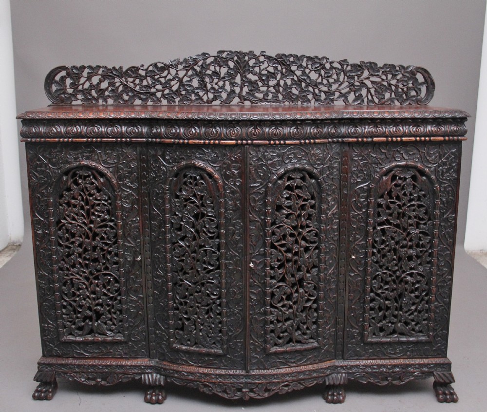 19th Century antique Anglo-Indian carved cabinet  View II