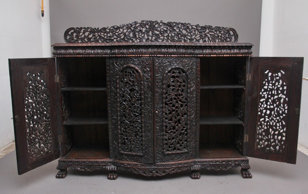 19th Century antique Anglo-Indian carved cabinet  View III