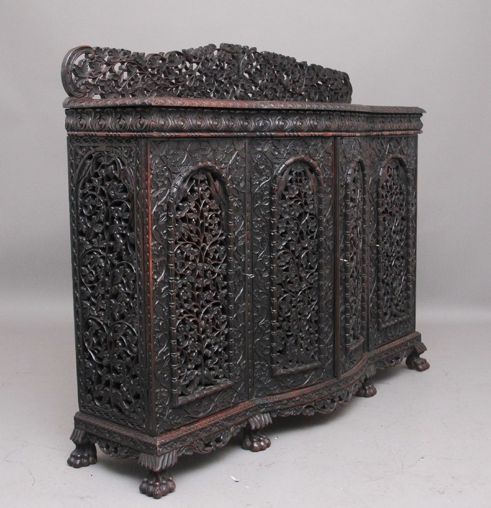 19th Century antique Anglo-Indian carved cabinet  View VI