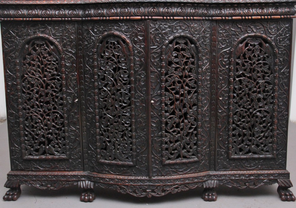 19th Century antique Anglo-Indian carved cabinet  View XI