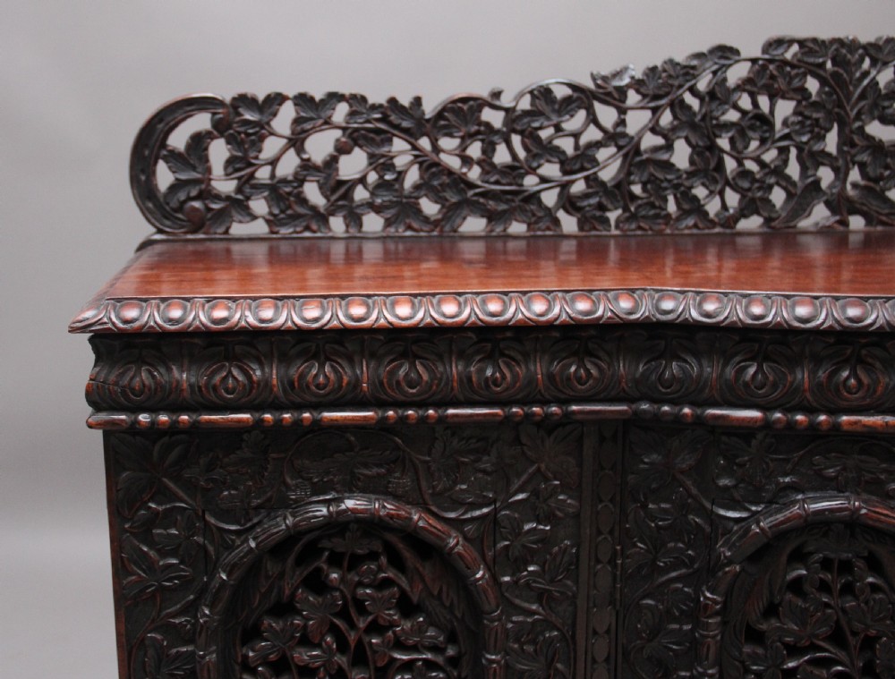 19th Century antique Anglo-Indian carved cabinet  View XII