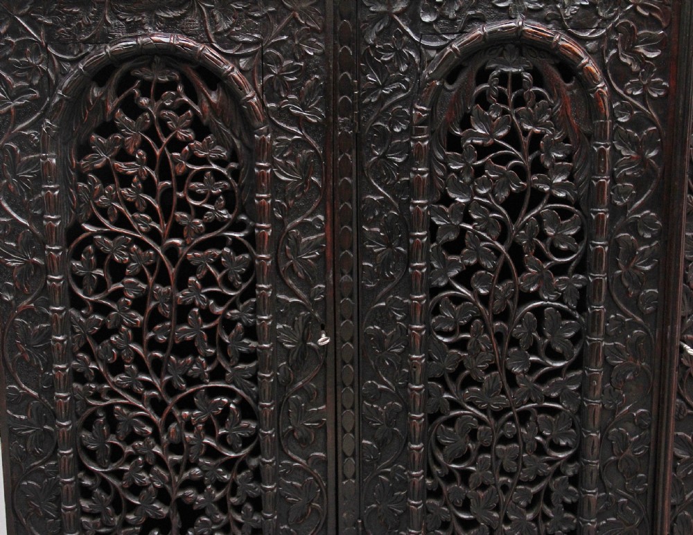 19th Century antique Anglo-Indian carved cabinet  View XV