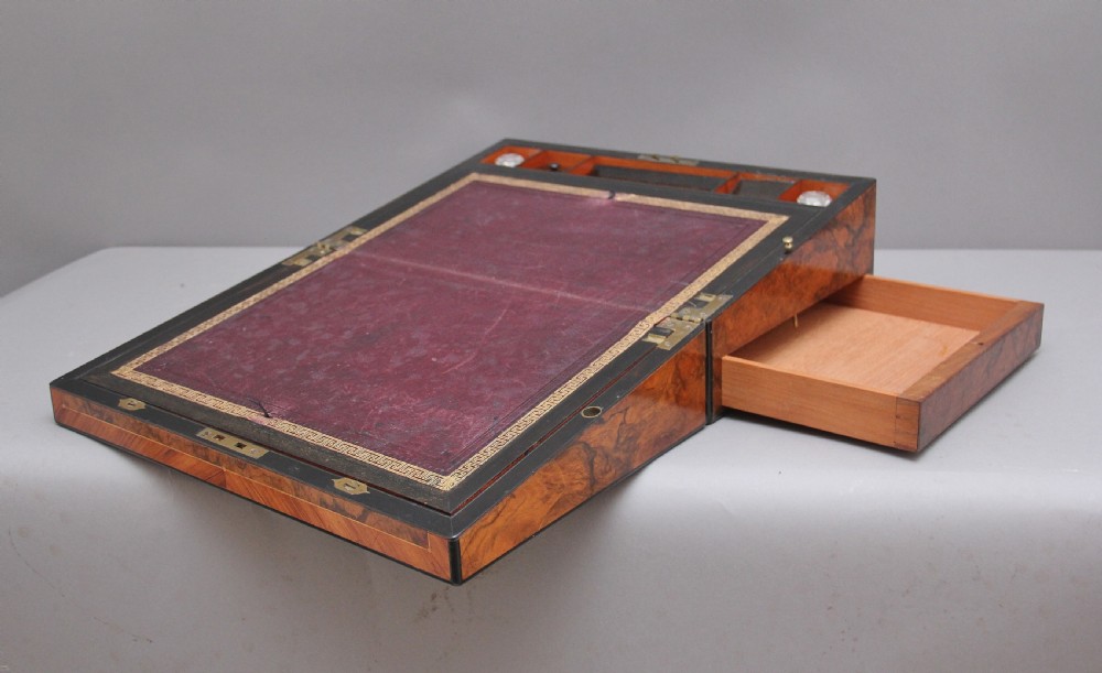 19th Century antique burr walnut writing box View V