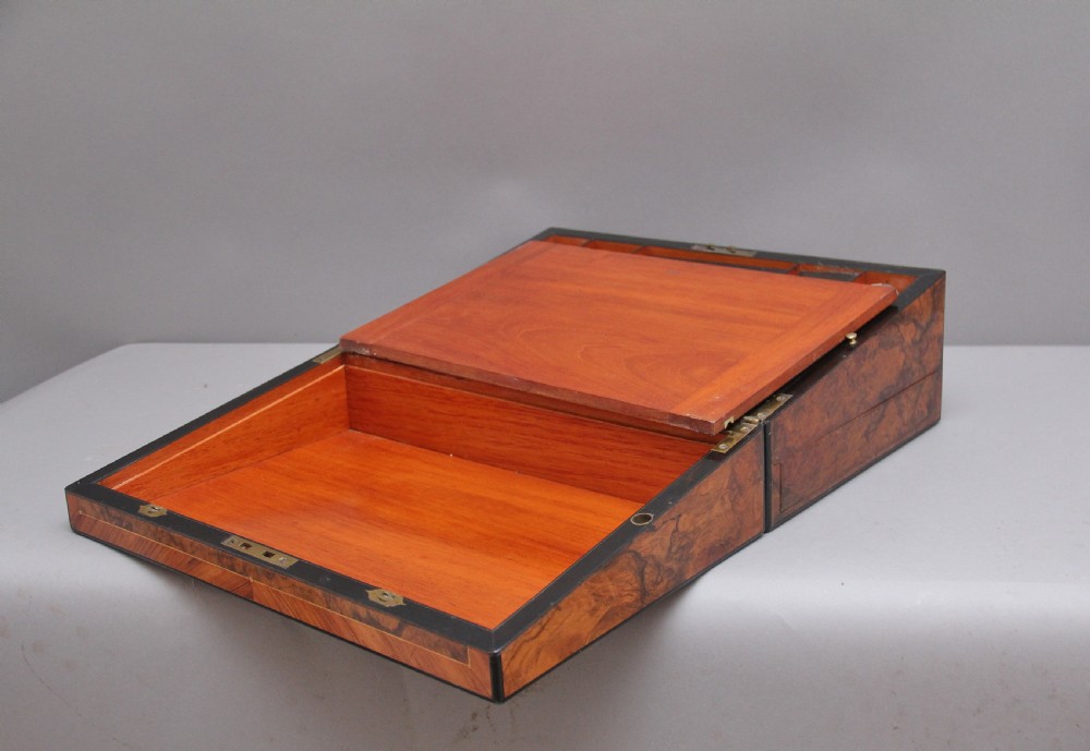 19th Century antique burr walnut writing box View VI