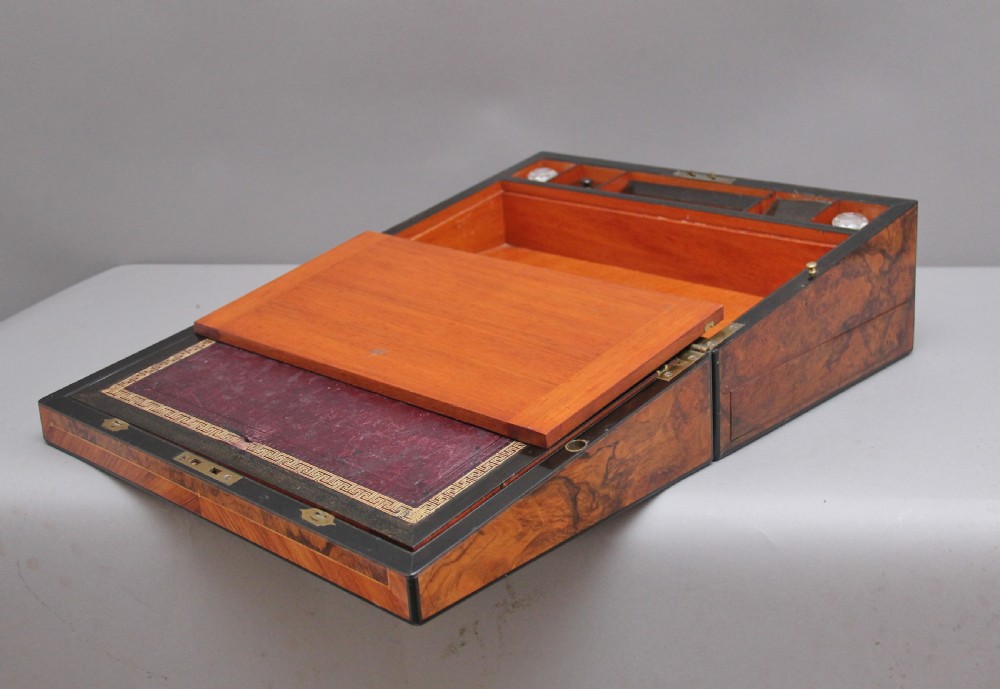 19th Century antique burr walnut writing box View VII
