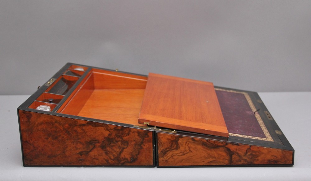 19th Century antique burr walnut writing box View VIII