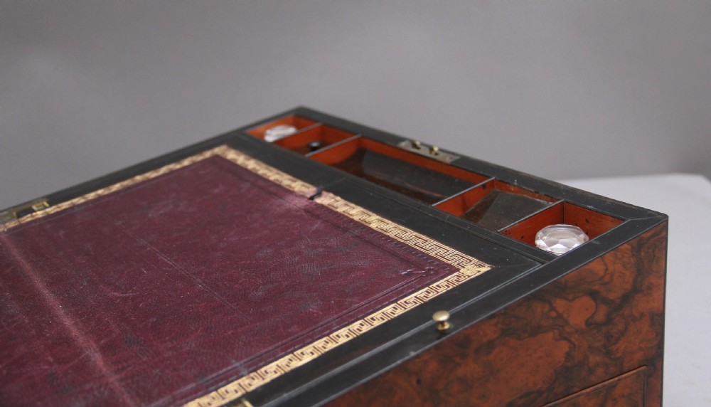 19th Century antique burr walnut writing box View X