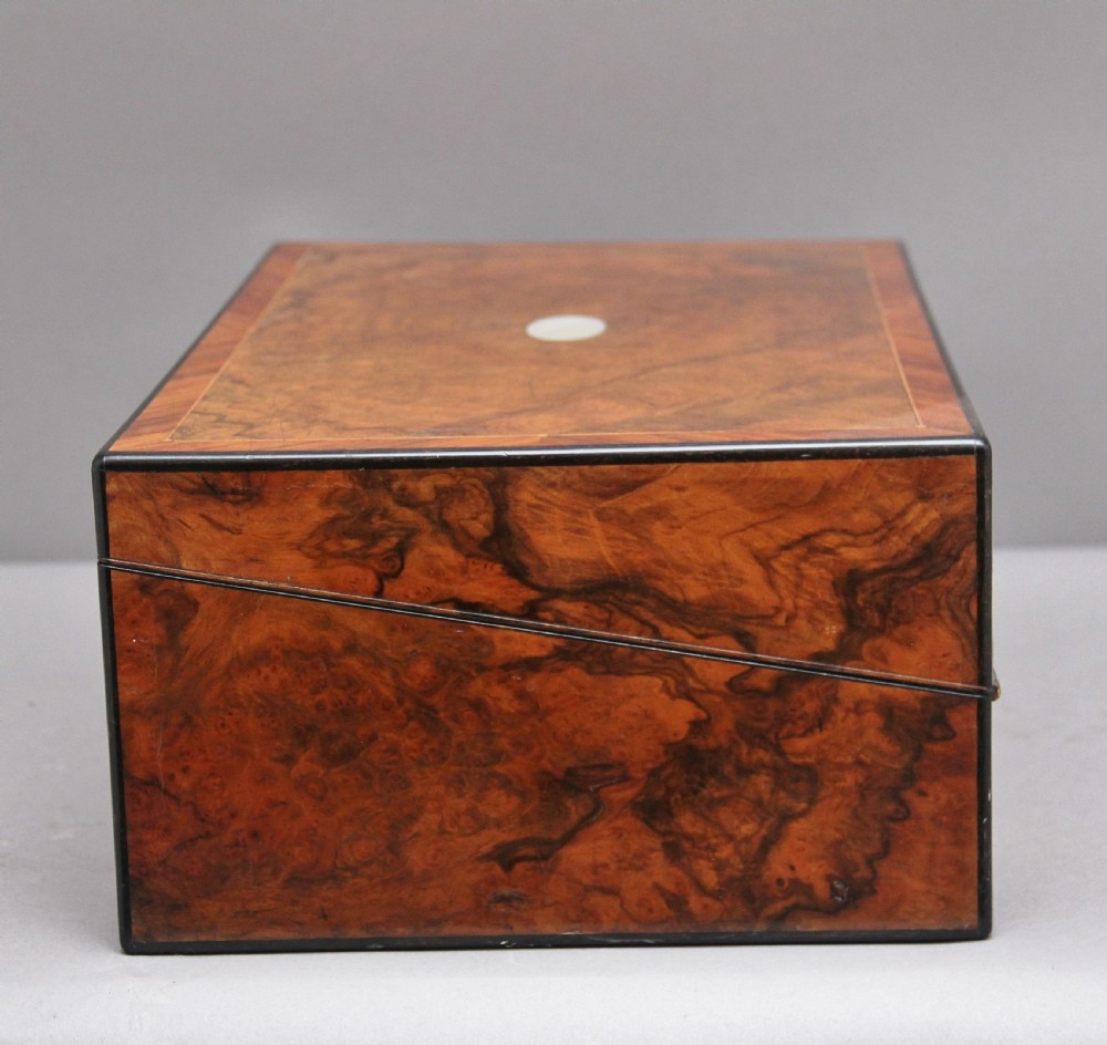 19th Century antique burr walnut writing box View XIII