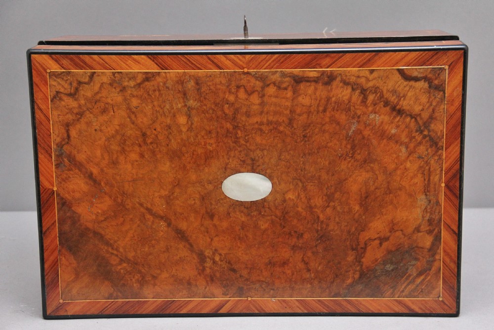 19th Century antique burr walnut writing box View XVI