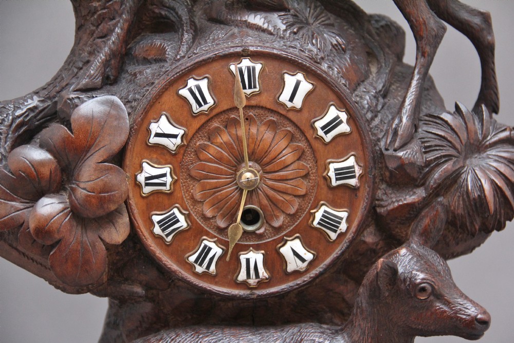 19th  Century antique black forest mantle clock View X