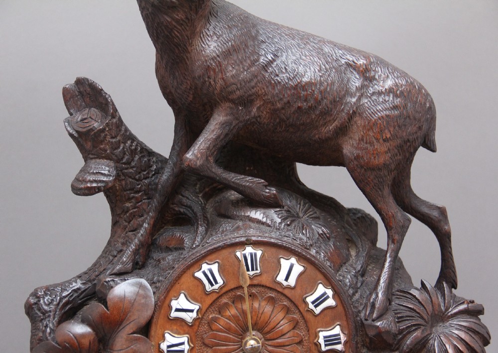 19th  Century antique black forest mantle clock View XI