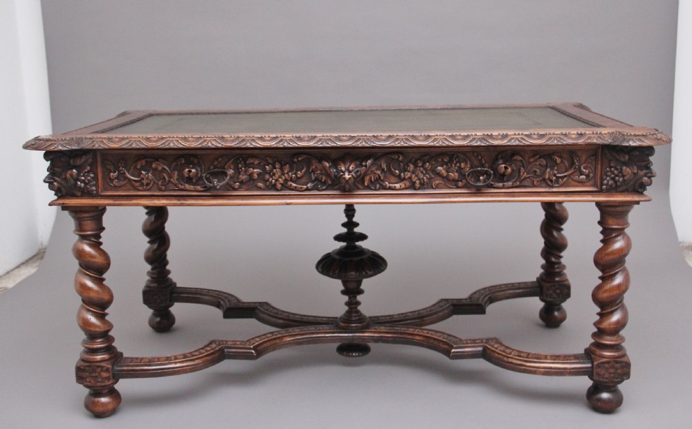 19th Century antique Italian walnut writing table