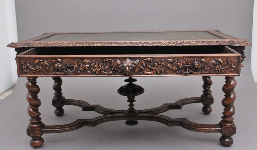 19th Century antique Italian walnut writing table View II