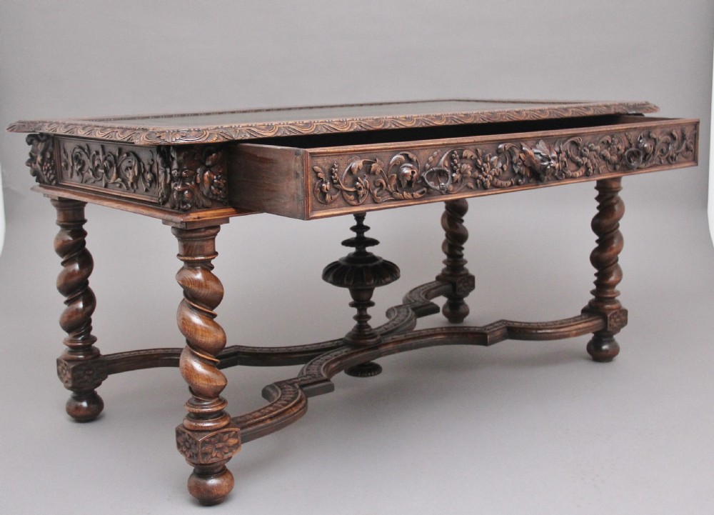 19th Century antique Italian walnut writing table View IV