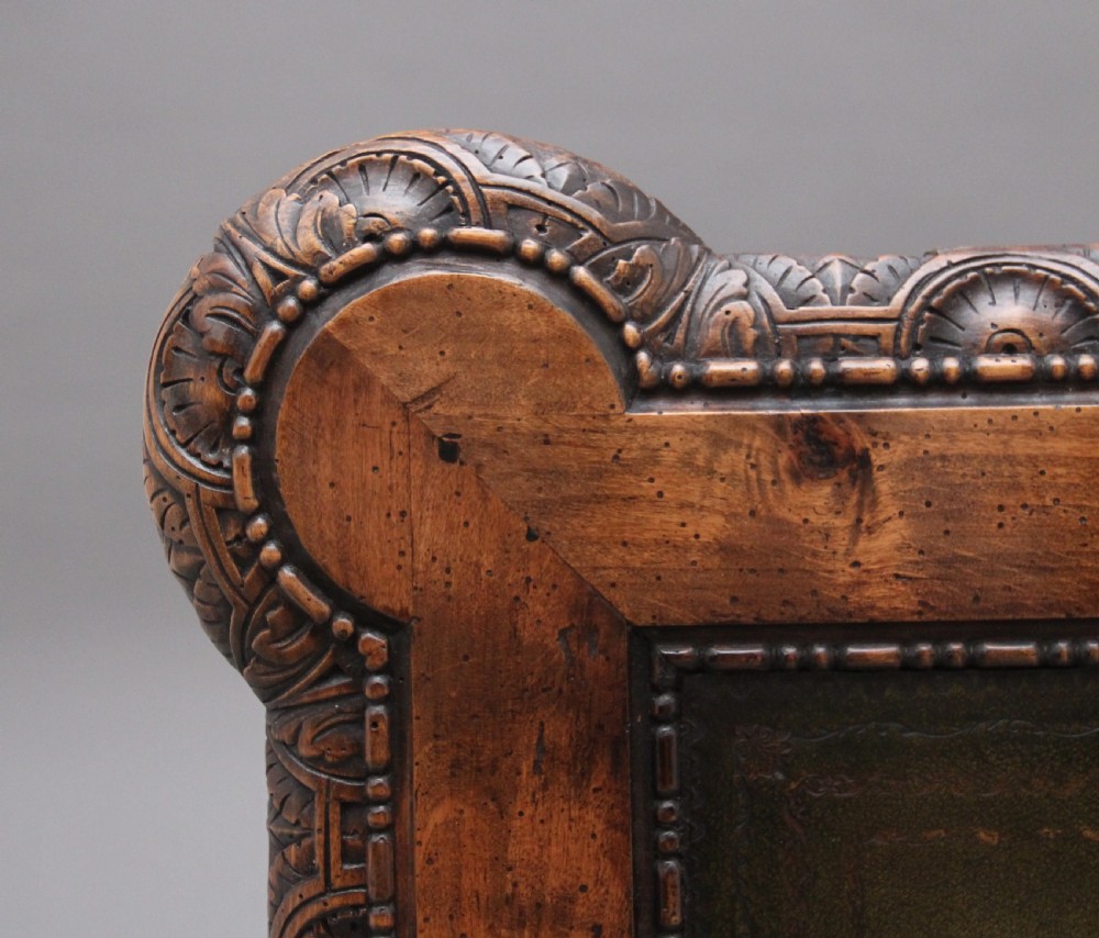 19th Century antique Italian walnut writing table View IX