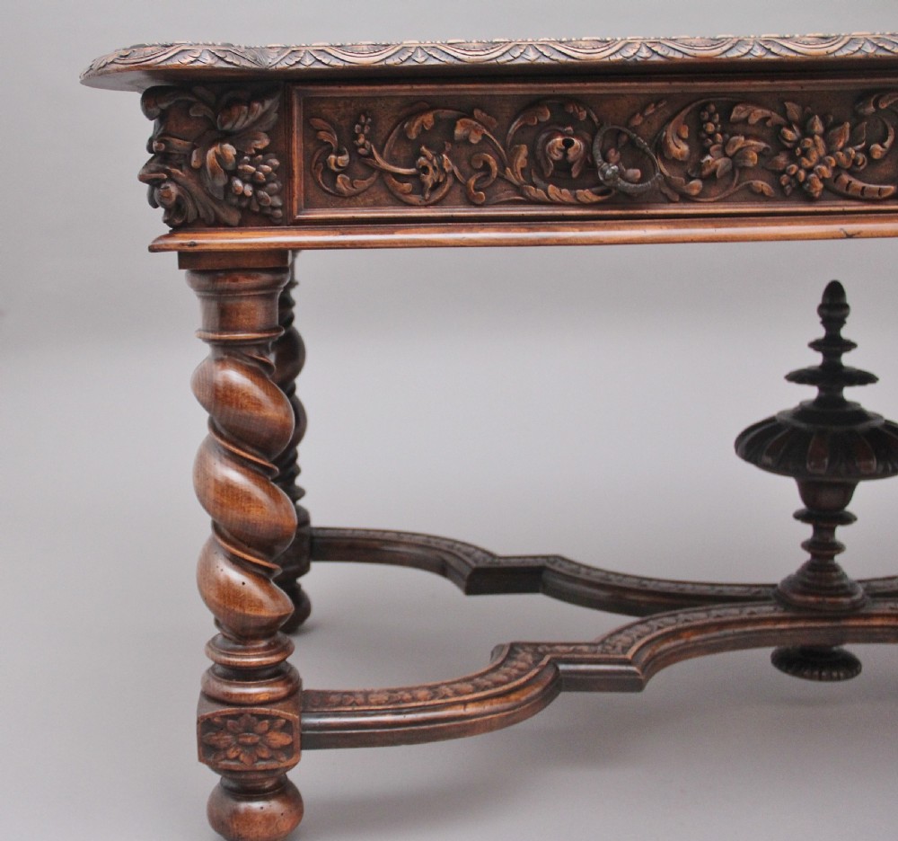 19th Century antique Italian walnut writing table View XI