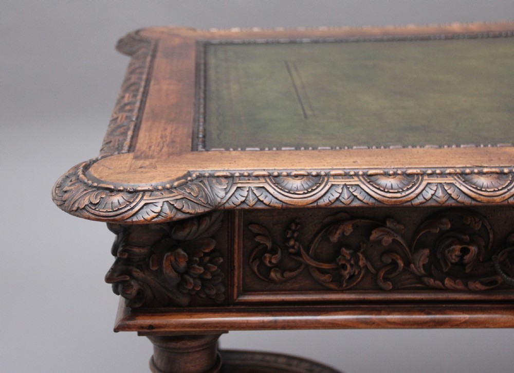 19th Century antique Italian walnut writing table View XV