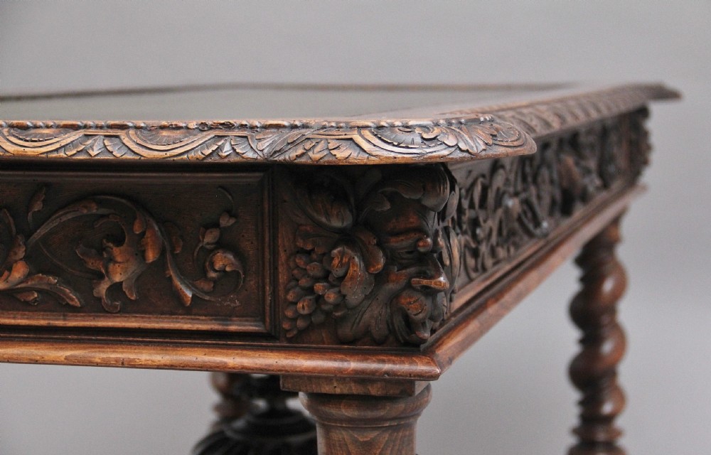19th Century antique Italian walnut writing table View XVIII