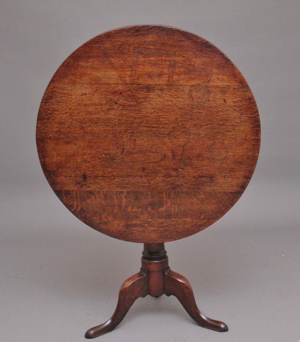18th Century antique oak tripod table View II