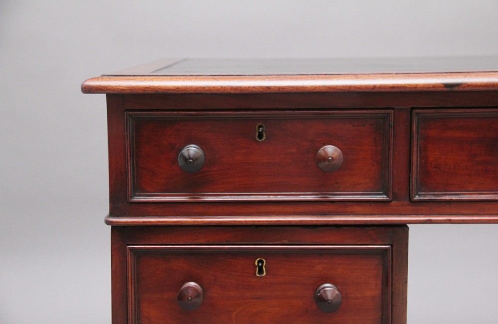 19th Century antique mahogany pedestal desk View IX