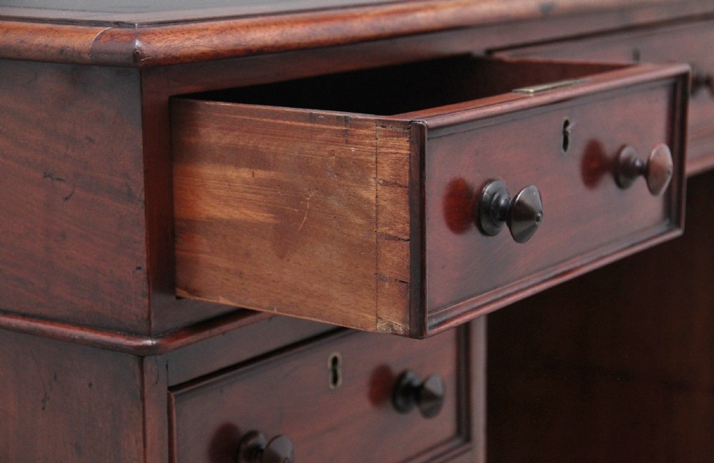 19th Century antique mahogany pedestal desk View X