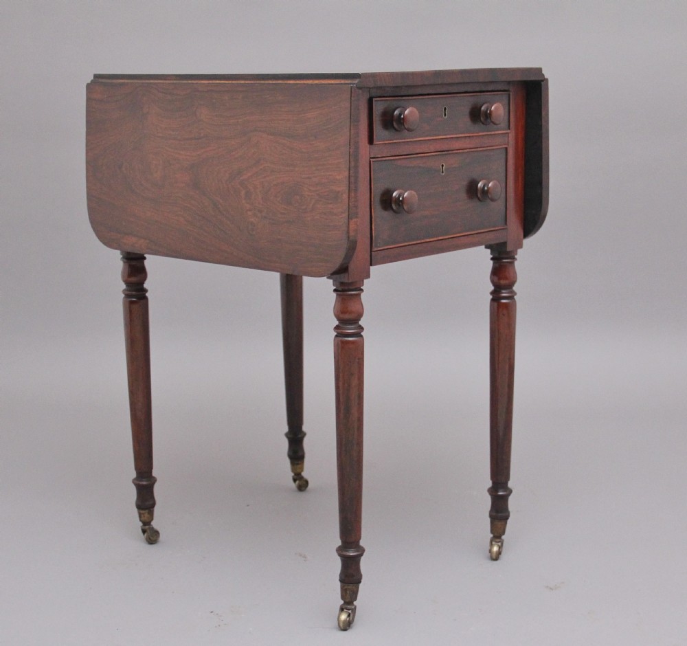 19th Century antique rosewood drop leaf side table 