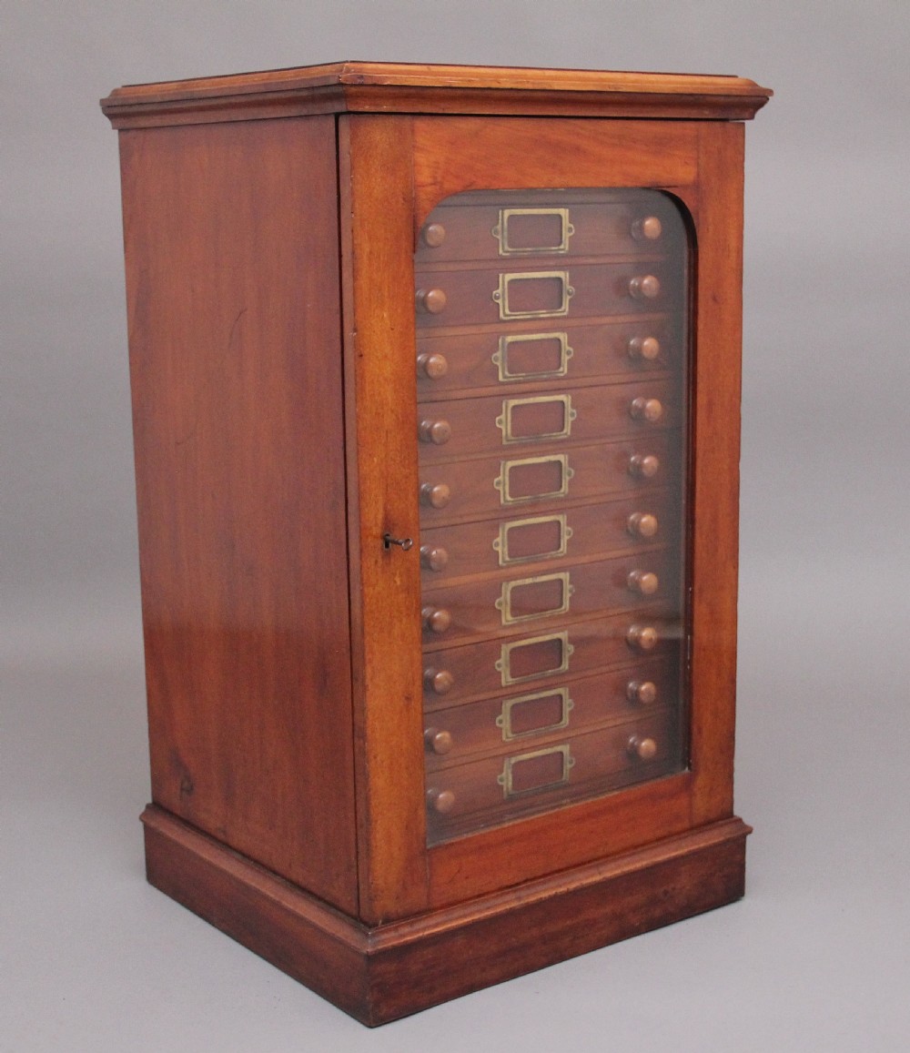 19th Century antique mahogany collectors cabinet View II
