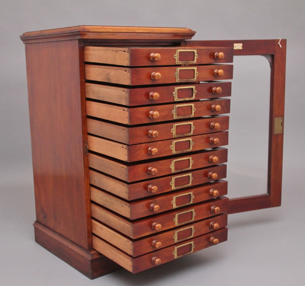 19th Century antique mahogany collectors cabinet View III