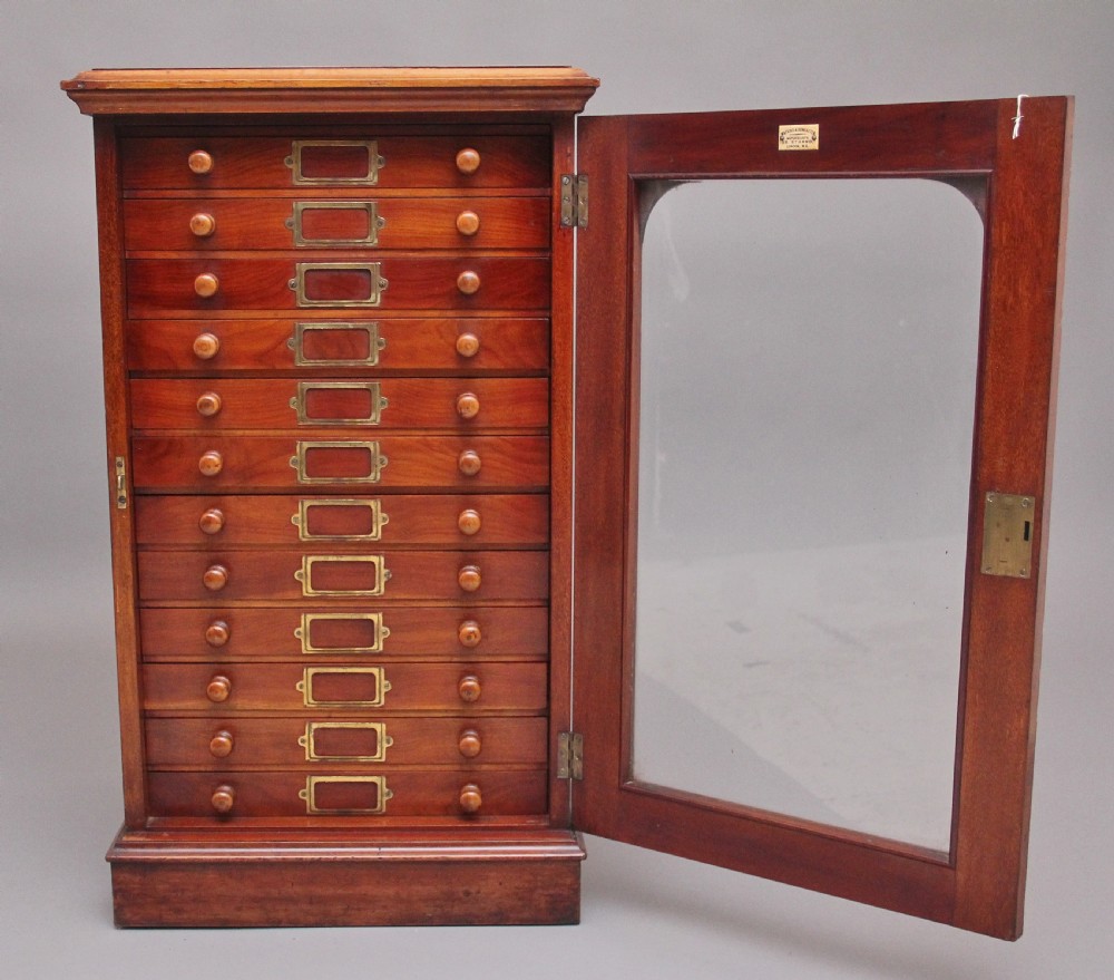 19th Century antique mahogany collectors cabinet View V