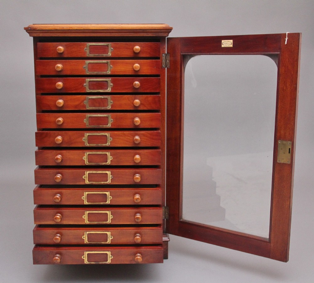 19th Century antique mahogany collectors cabinet View VI
