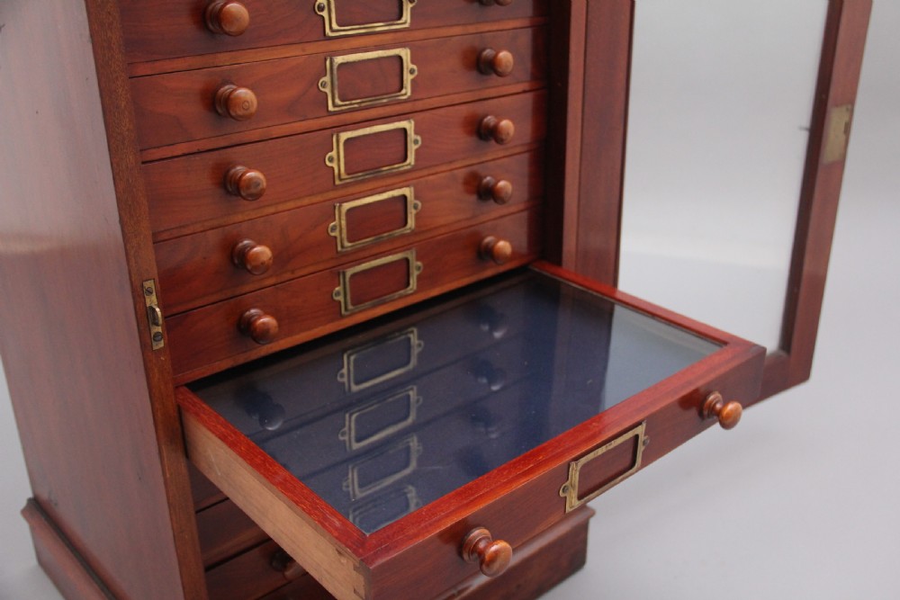 19th Century antique mahogany collectors cabinet View XII