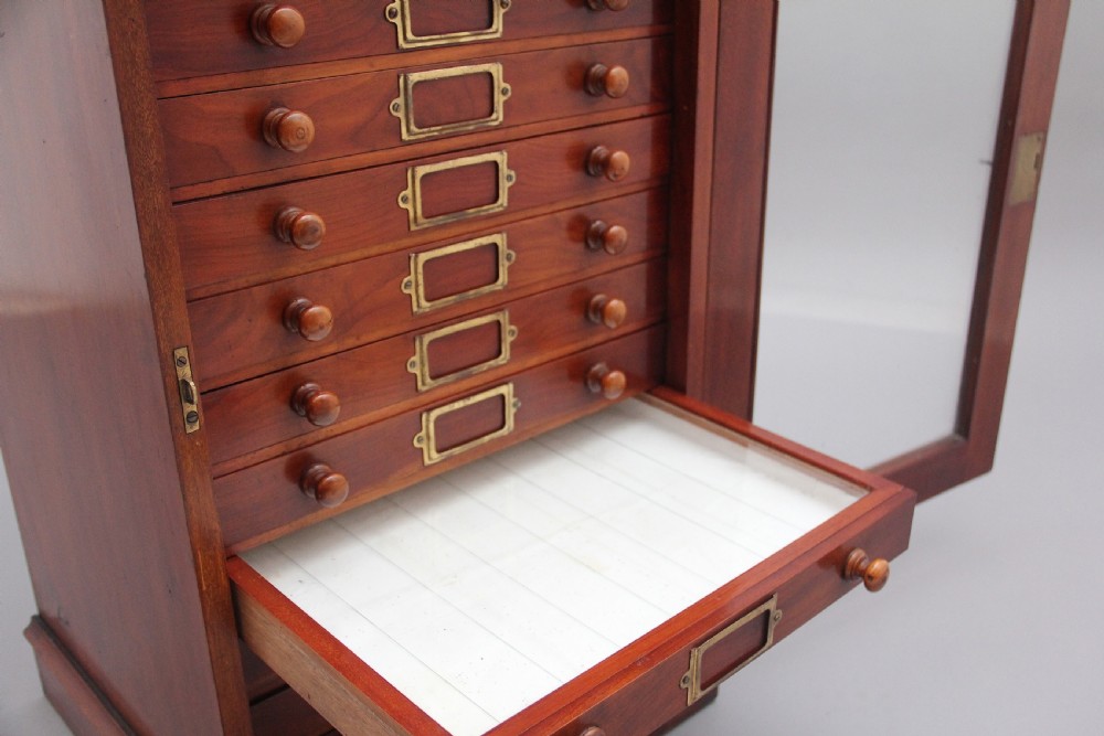 19th Century antique mahogany collectors cabinet View XIII