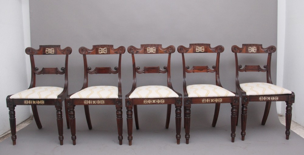 A set of five early 19th Century Anglo Indian rosewood side chairs View II