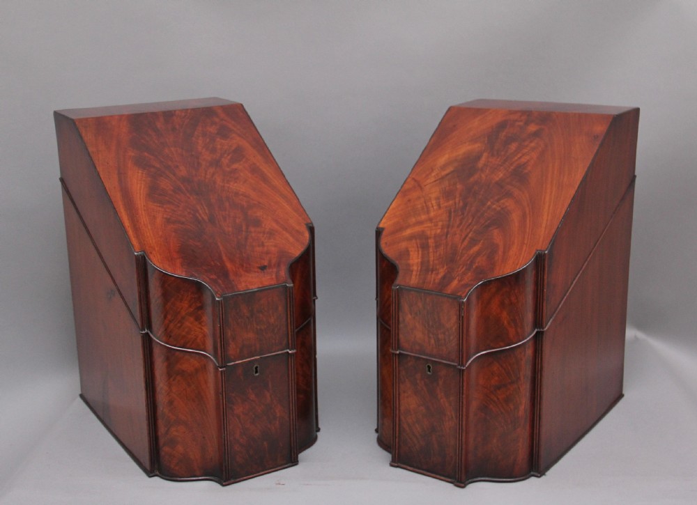 A pair of 18th Century antique mahogany knife boxes