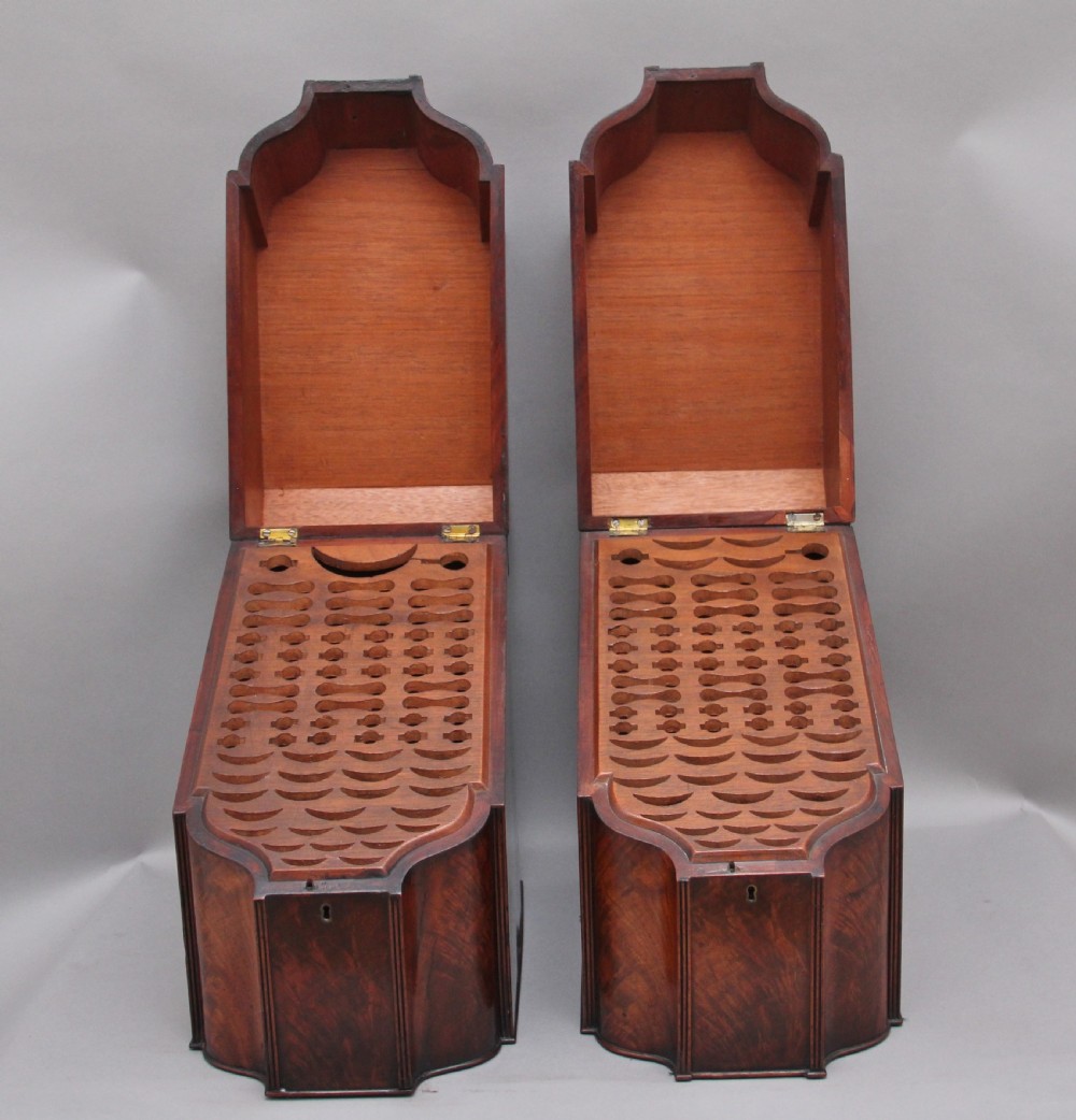 A pair of 18th Century antique mahogany knife boxes View IV