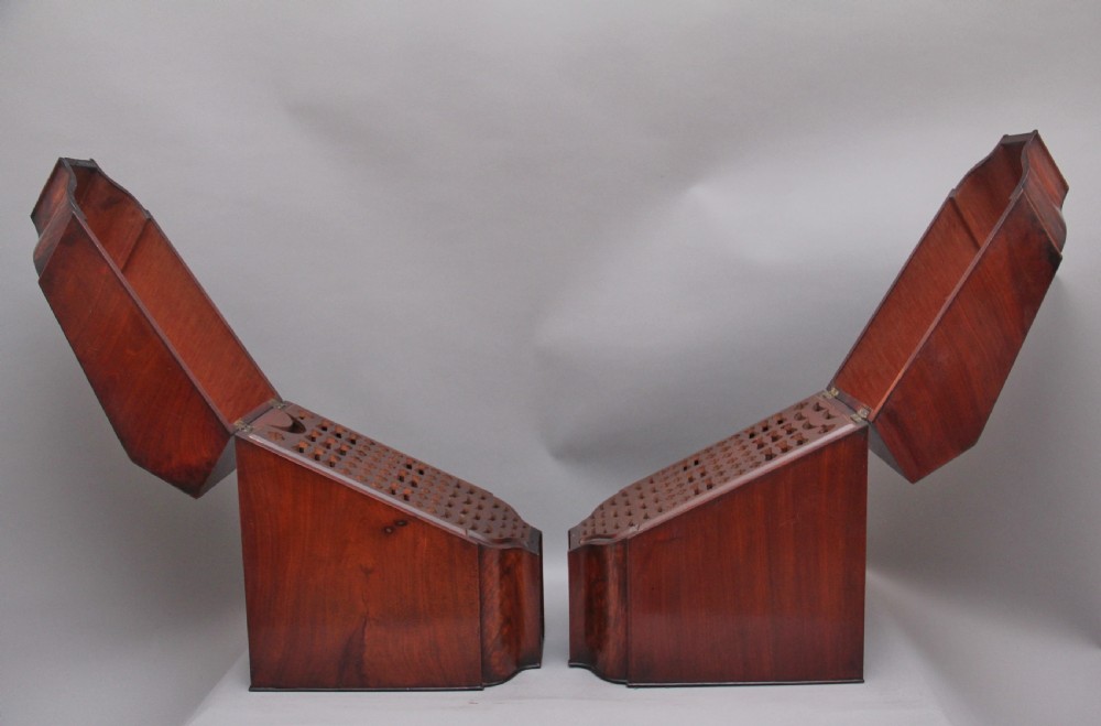 A pair of 18th Century antique mahogany knife boxes View VI
