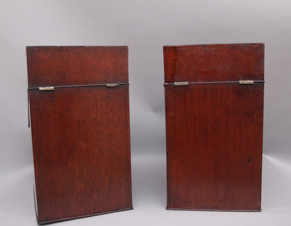 A pair of 18th Century antique mahogany knife boxes View IX