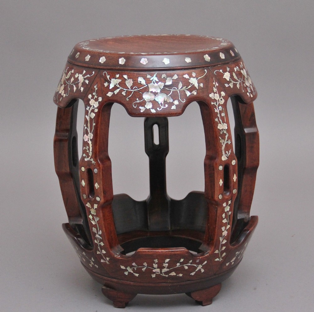 19th Century Chinese hardwood barrel table