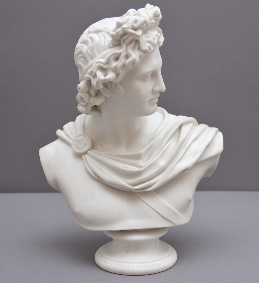 19th Century Art Union of London parian bust of Apollo View II