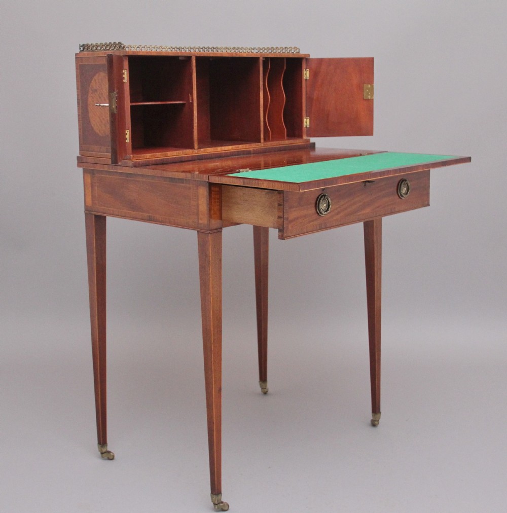 Early 20th Century mahogany & satinwood Boheur-Du-Jour View III