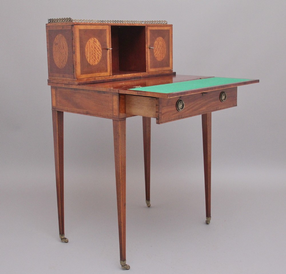 Early 20th Century mahogany & satinwood Boheur-Du-Jour View IV