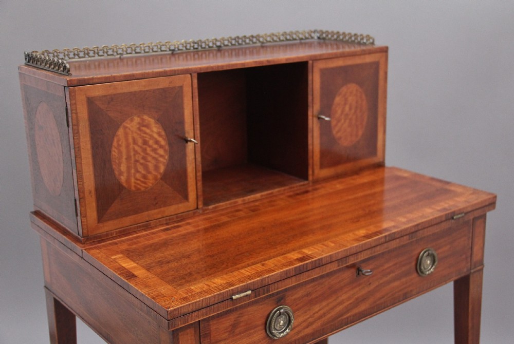 Early 20th Century mahogany & satinwood Boheur-Du-Jour View V
