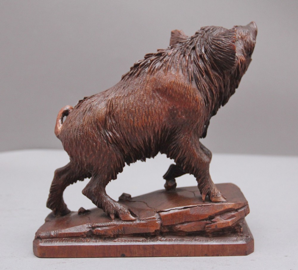 A lovely quality 19th Century black forest carving of a wild boar View V
