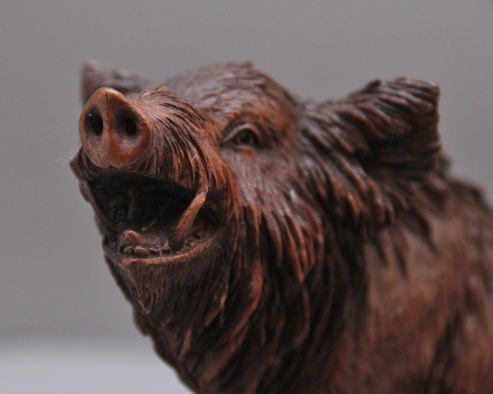 A lovely quality 19th Century black forest carving of a wild boar View VIII