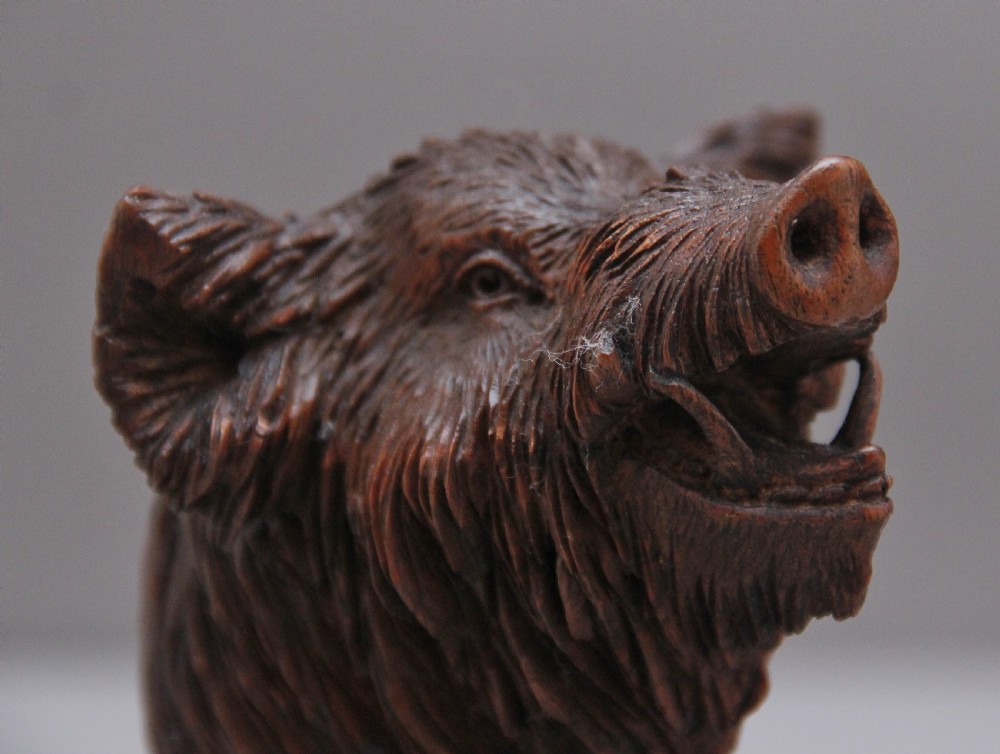 A lovely quality 19th Century black forest carving of a wild boar View IX